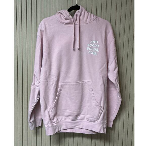 Anti Social Social Club White Logo Rose Smells Bad Pink Hoodie Size M - Picture 1 of 8